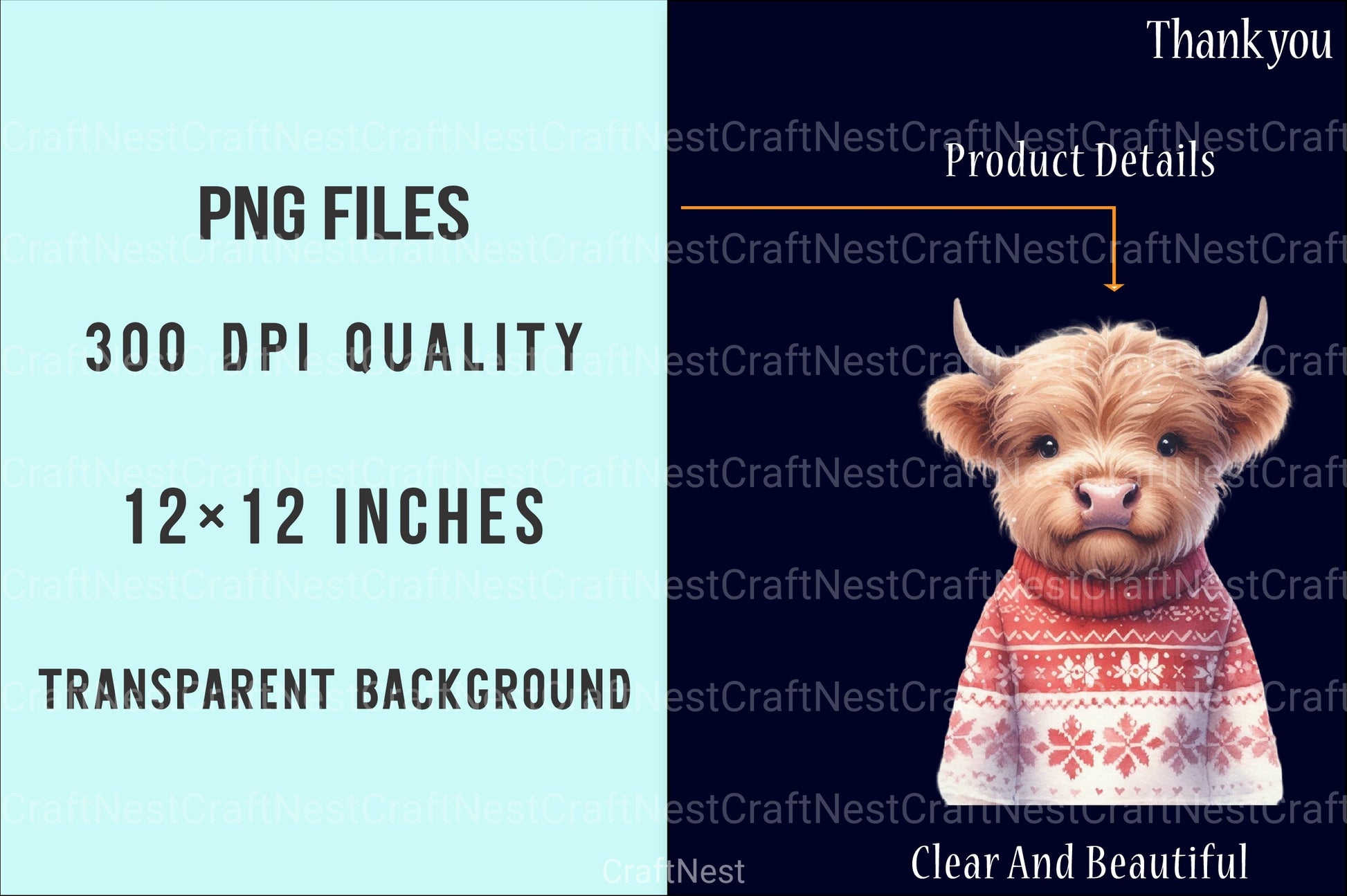 Christmas Cow Highland New Year Clipart Bundle - CraftNest - Digital Crafting and Art