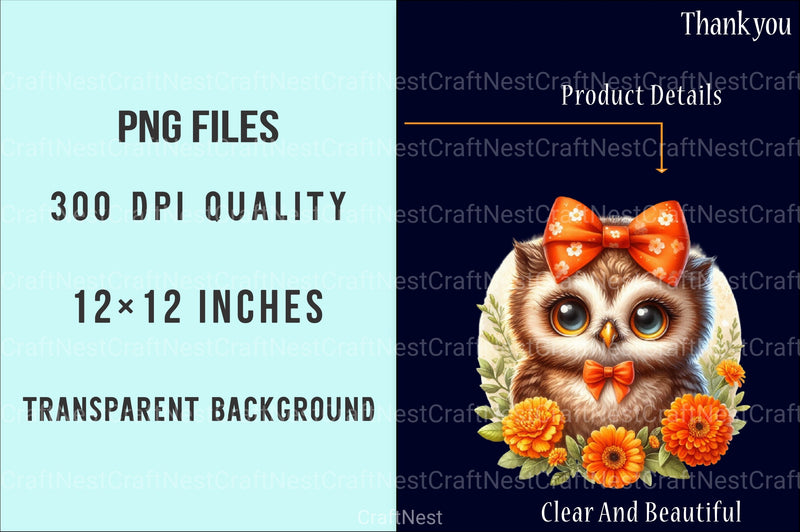 Cute Baby Owl Clipart Bundle - CraftNest - Digital Crafting and Art
