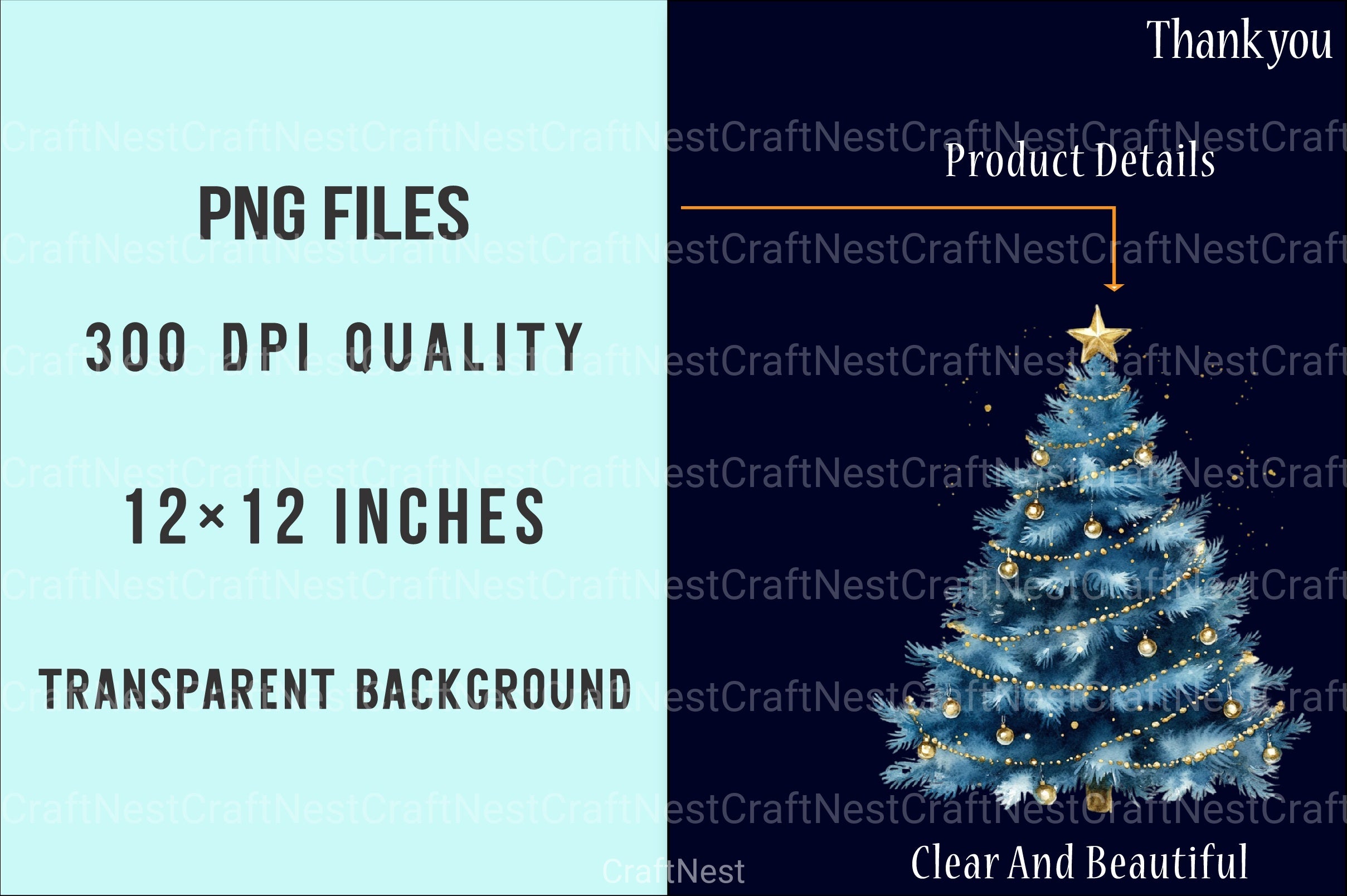 Gold and Blue Christmas Clipart Bundle - CraftNest - Digital Crafting and Art