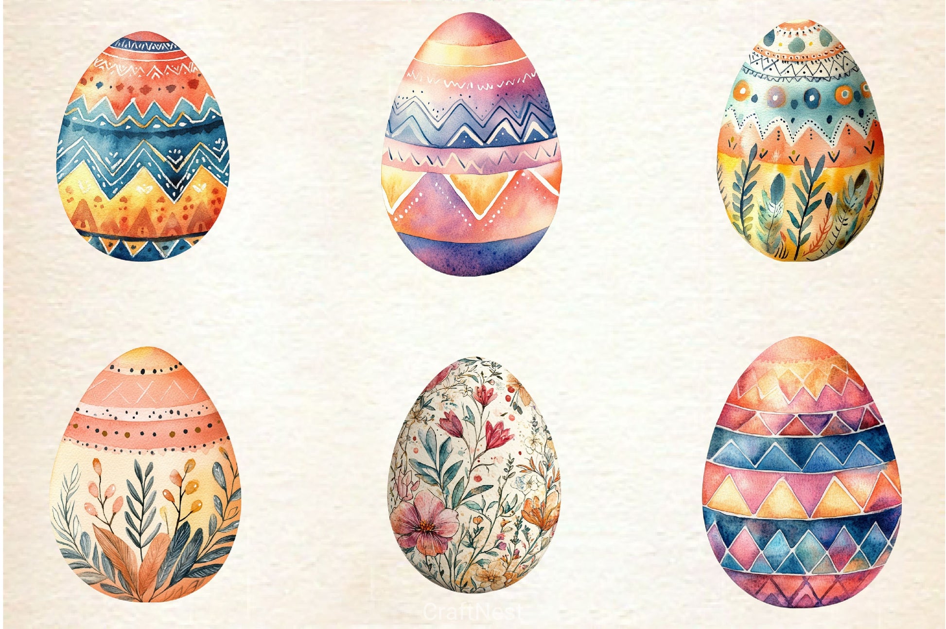 Boho Easter Eggs Clipart Bundle - CraftNest - Digital Crafting and Art
