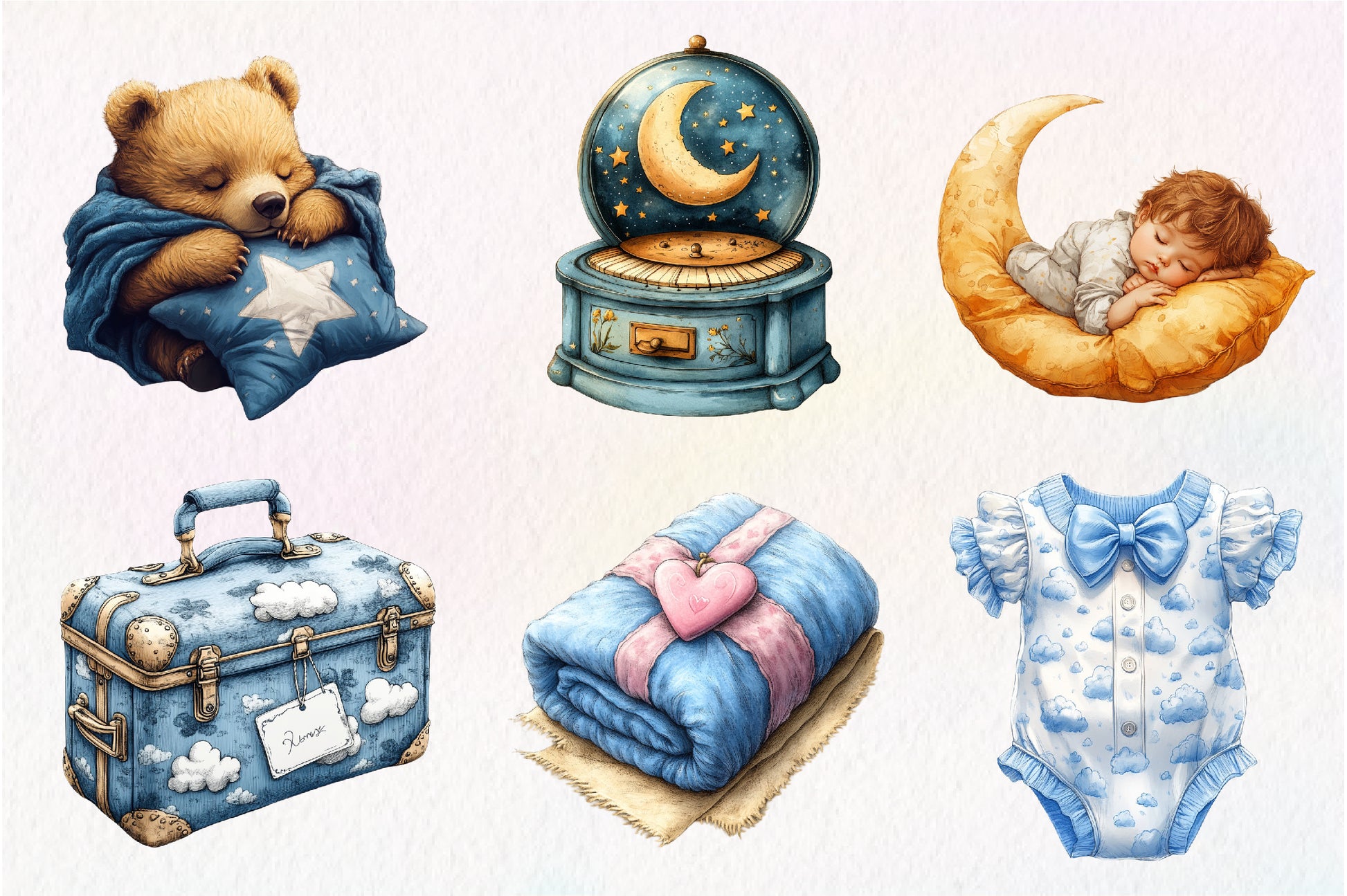 Blue Baby Boy Nursery Clipart Bundle 1 - CraftNest - Digital Crafting and Art