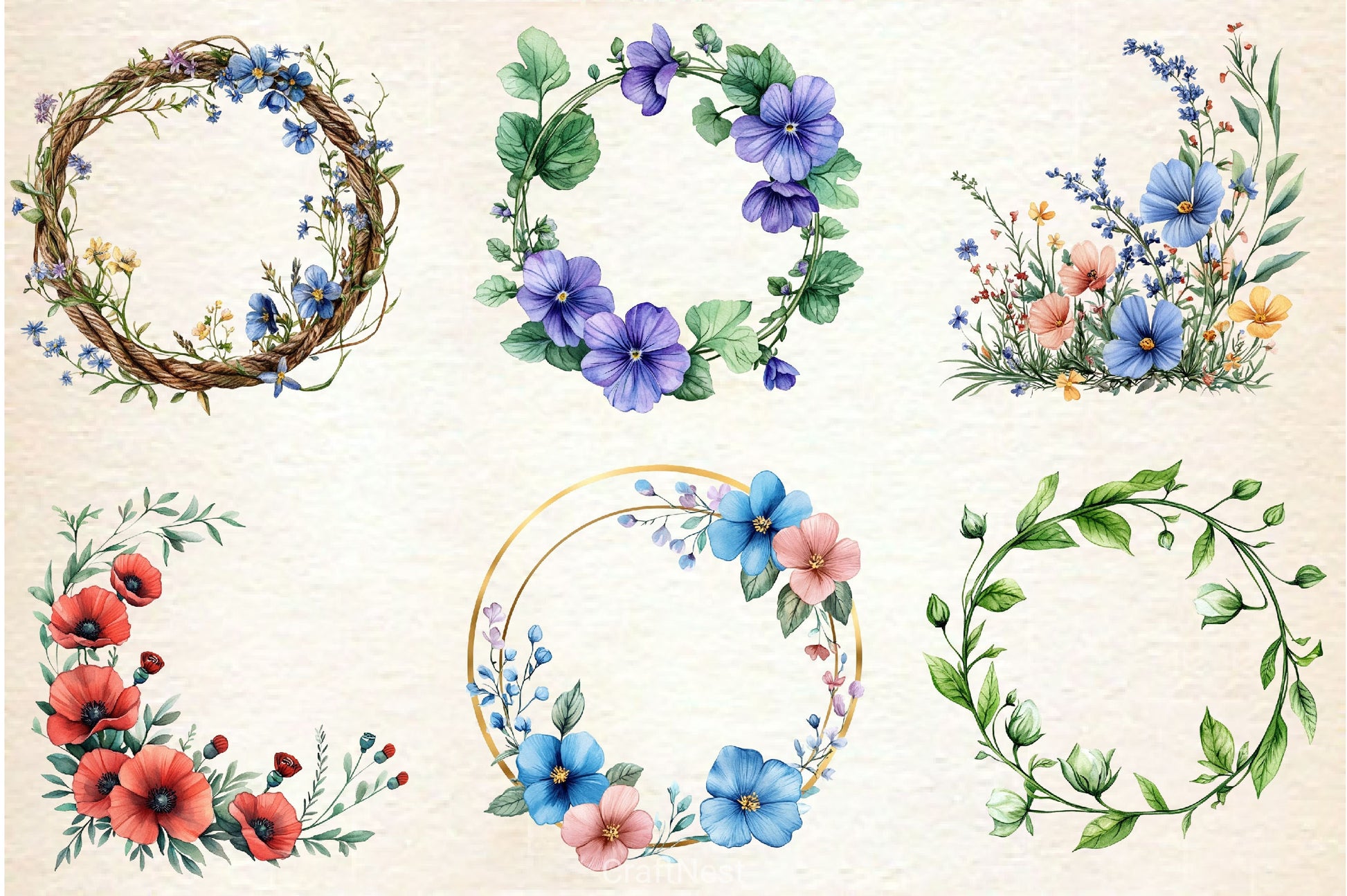 Wildflowers Frame Clipart Bundle - CraftNest - Digital Crafting and Art