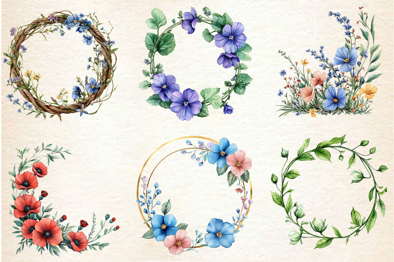Wildflowers Frame Clipart Bundle - CraftNest - Digital Crafting and Art