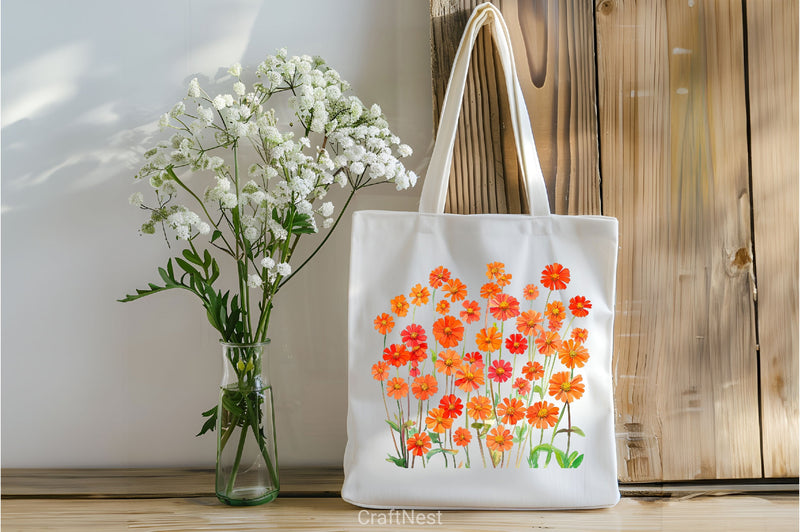 Wild Floral Orange Flowers Clipart Bundle - CraftNest - Digital Crafting and Art