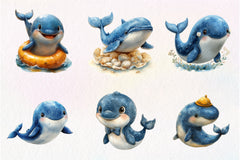 Whale Blue Whale Clipart Bundle - CraftNest - Digital Crafting and Art