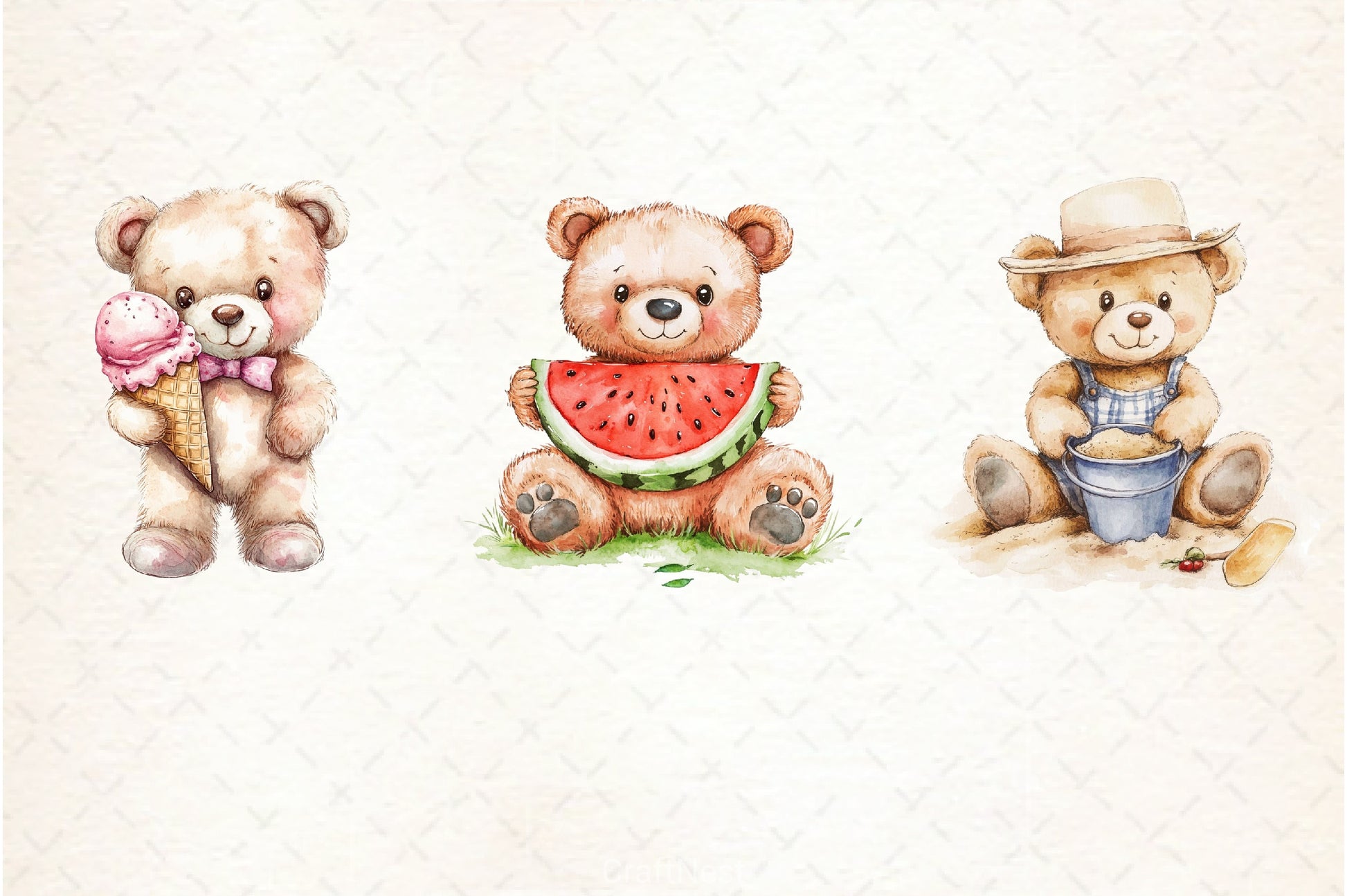 Summer Teddy Bear Clipart Bundle 3 - CraftNest - Digital Crafting and Art