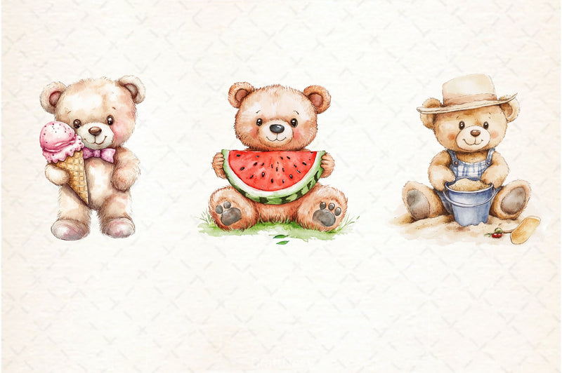 Summer Teddy Bear Clipart Bundle 3 - CraftNest - Digital Crafting and Art