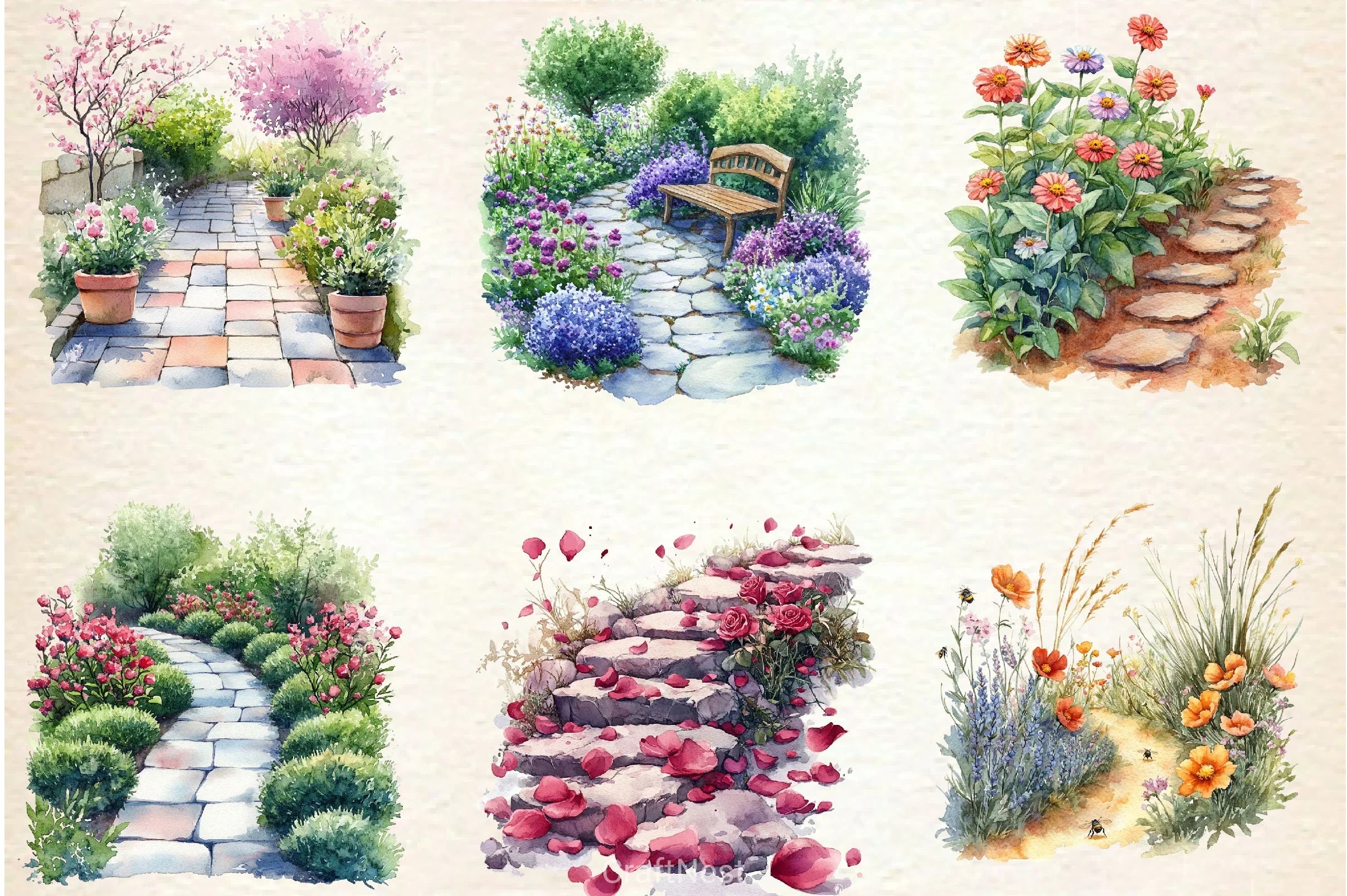 Flower Garden Pathway Clipart Bundle - CraftNest - Digital Crafting and Art