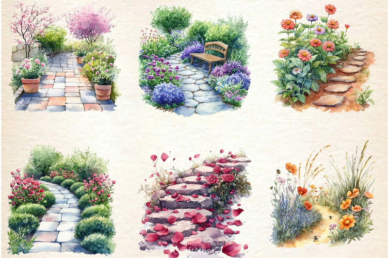 Flower Garden Pathway Clipart Bundle - CraftNest - Digital Crafting and Art