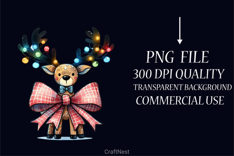 Christmas Reindeer Bow Clipart Bundle 2 - CraftNest - Digital Crafting and Art