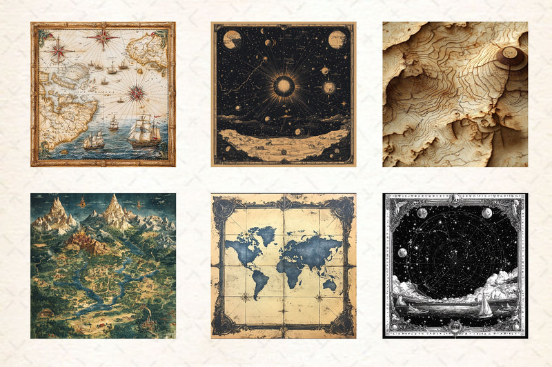Antique Maps Digital Paper 2 - CraftNest - Digital Crafting and Art