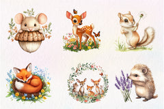 Sweet Woodland Floral Animal Creatures Clipart Bundle - CraftNest - Digital Crafting and Art