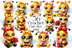 Crochet Cute Bee Clipart Bundle 2 - CraftNest - Digital Crafting and Art