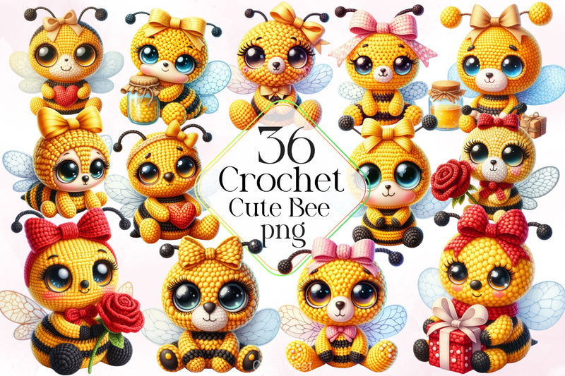 Crochet Cute Bee Clipart Bundle 2 - CraftNest - Digital Crafting and Art