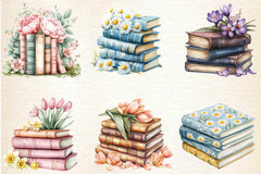 Spring Flower Book Stack Clipart Bundle 8 - CraftNest - Digital Crafting and Art