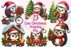 Cute Christmas Hedgehog Clipart Bundle - CraftNest - Digital Crafting and Art