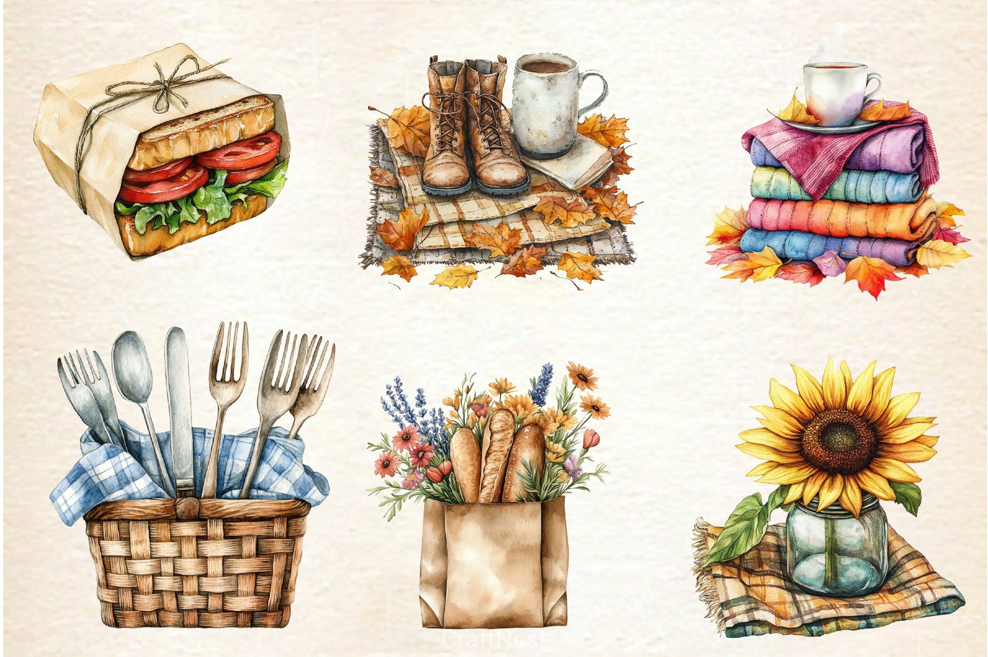 Fall Picnic Clipart Bundle 2 - CraftNest - Digital Crafting and Art