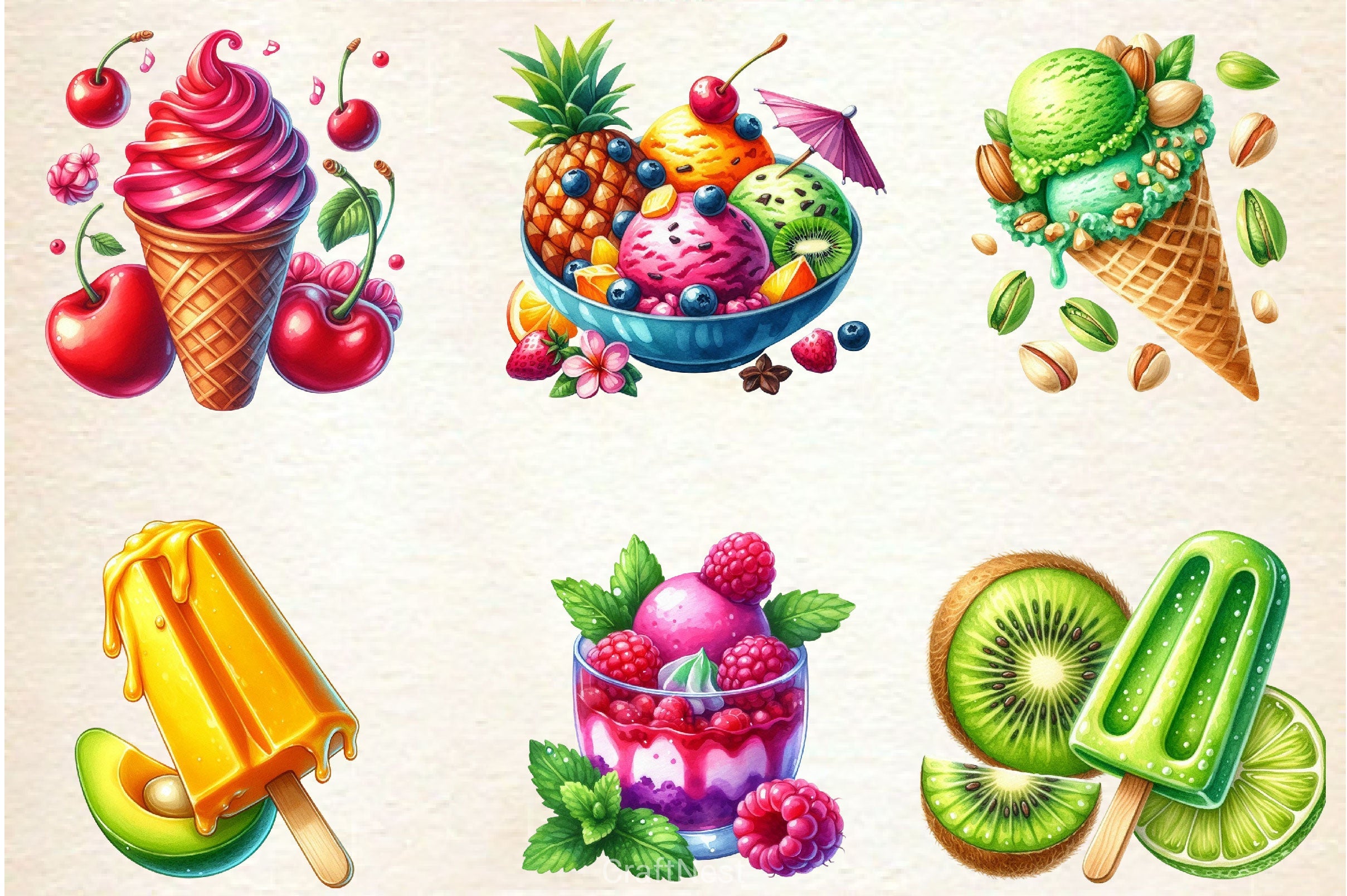 Summer Ice Cream Clipart Bundle 8 - CraftNest - Digital Crafting and Art