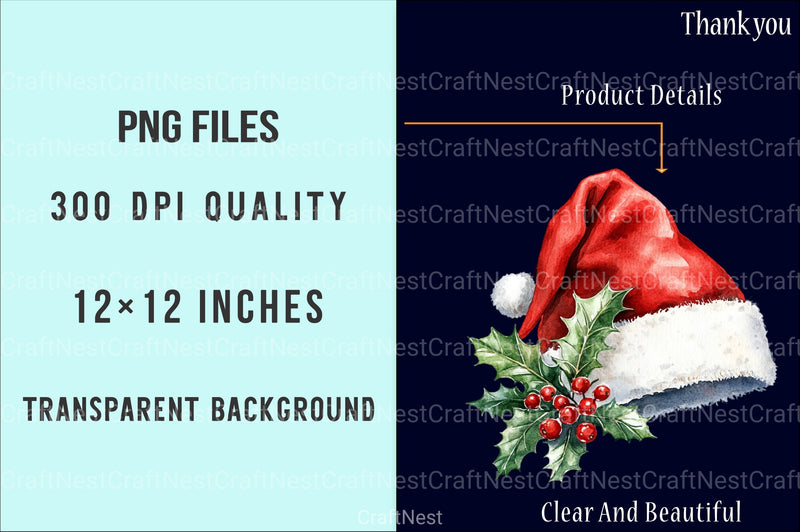 Rustic Red Green Christmas Winter Clipart Bundle - CraftNest - Digital Crafting and Art