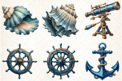 Blue Nautical Clipart Bundle - CraftNest - Digital Crafting and Art