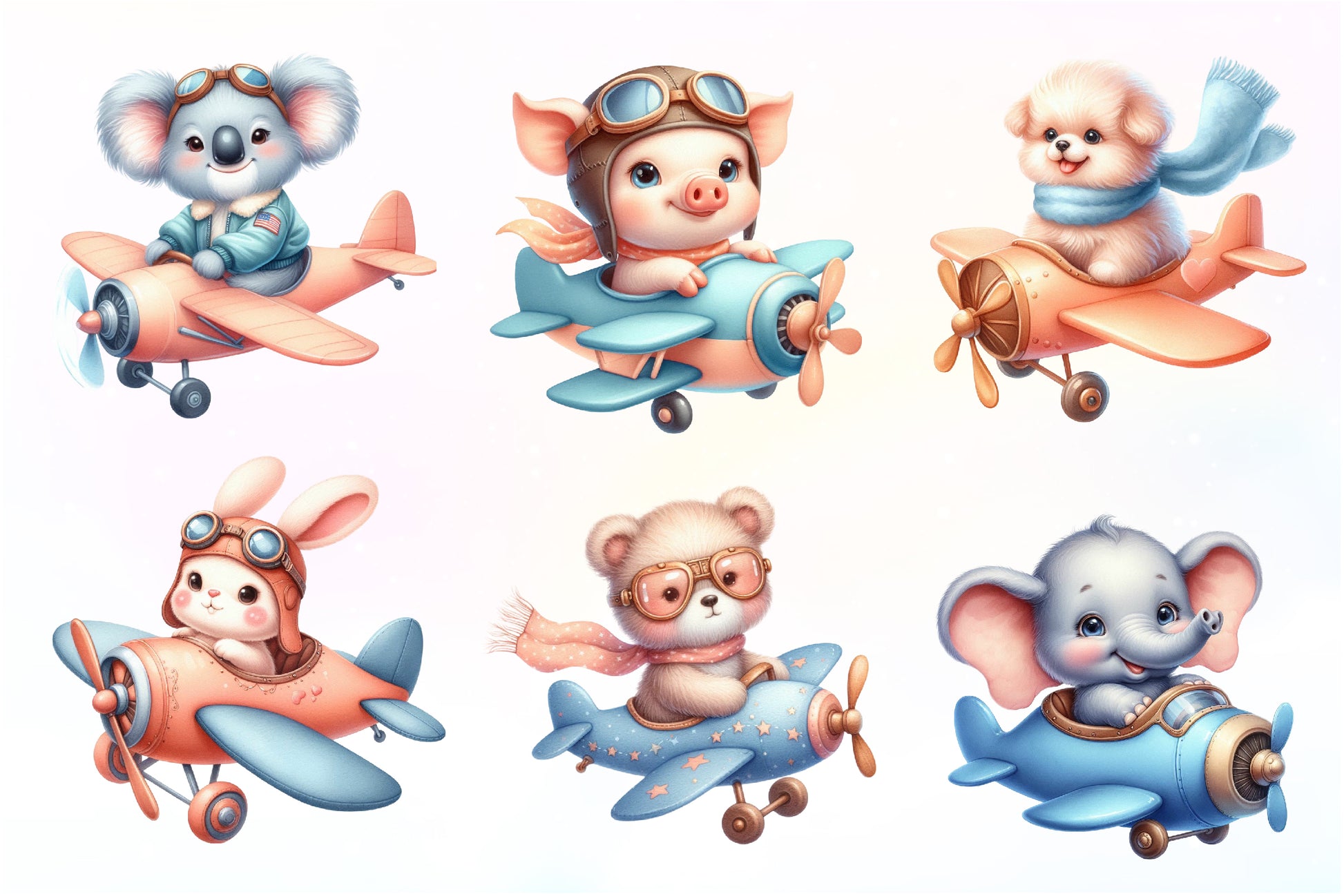Airplane Cute Animals Clipart Bundle - CraftNest - Digital Crafting and Art