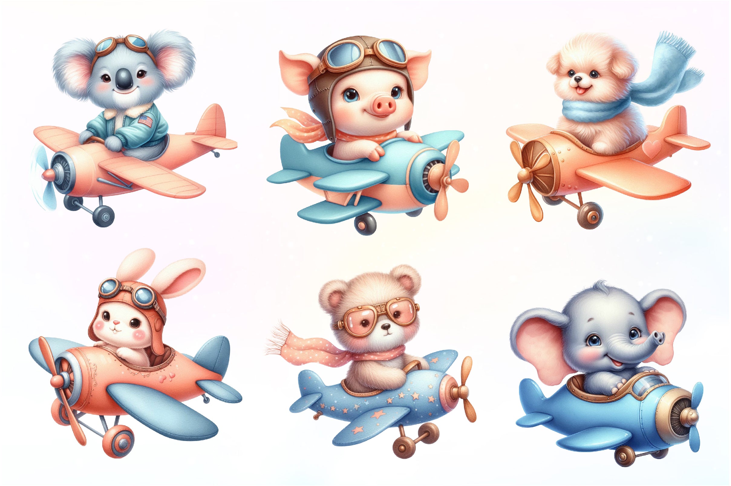 Airplane Cute Animals Clipart Bundle - CraftNest - Digital Crafting and Art