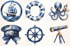 Blue Nautical Clipart Bundle  7 - CraftNest - Digital Crafting and Art