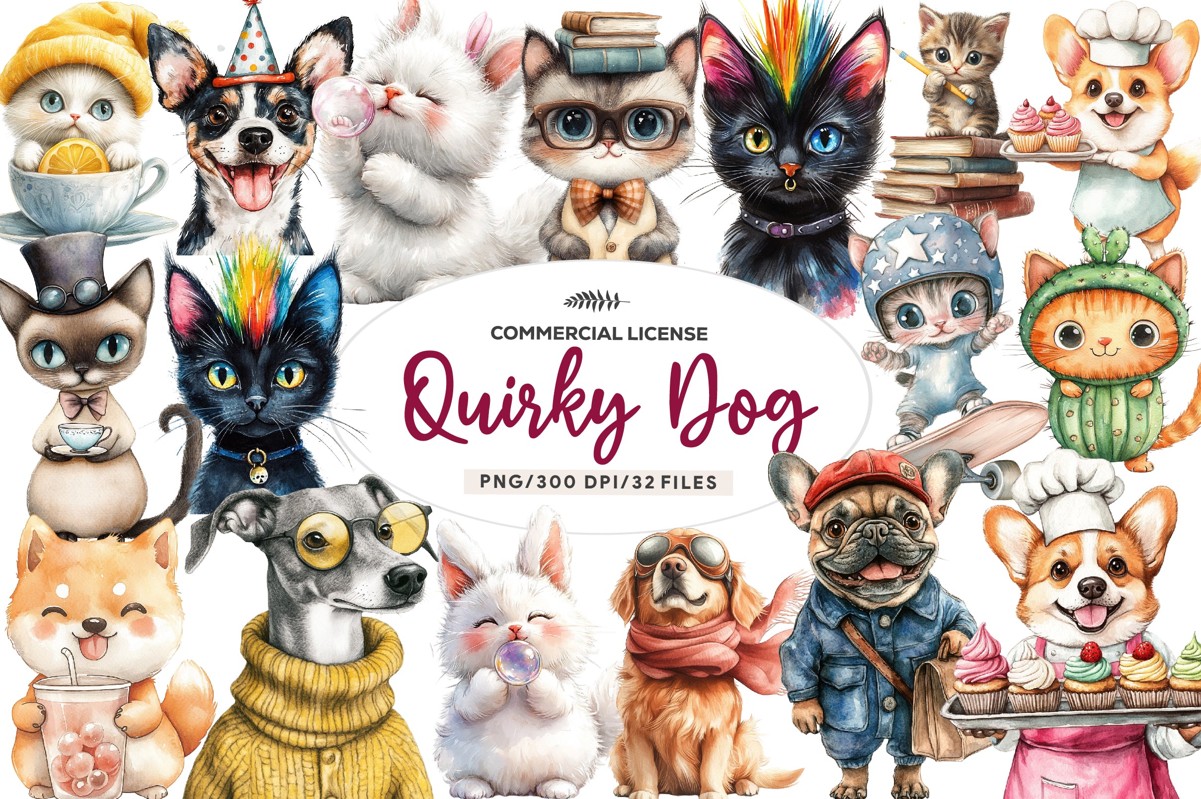 Quirky Dog And Cat Clipart Bundle - CraftNest - Digital Crafting and Art