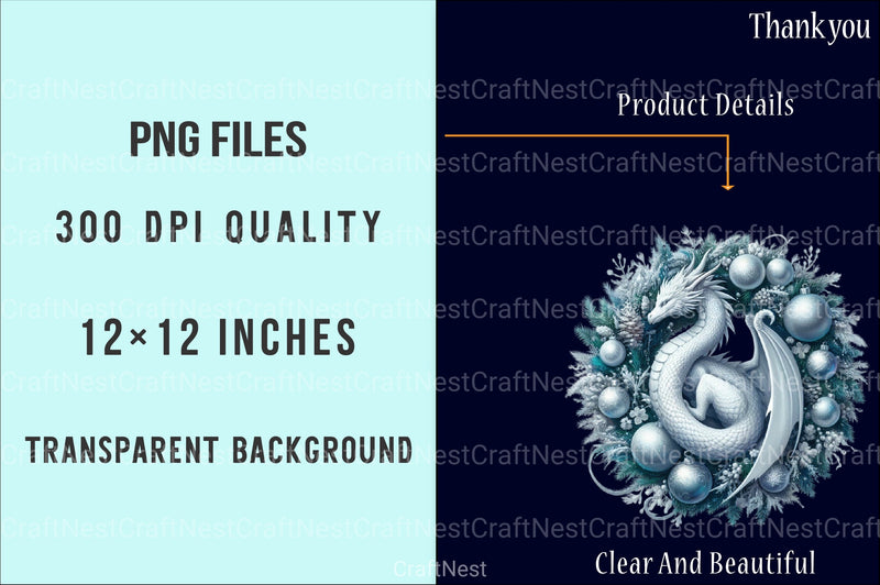 Christmas Dragons Holiday Wreath Clipart Bundle - CraftNest - Digital Crafting and Art