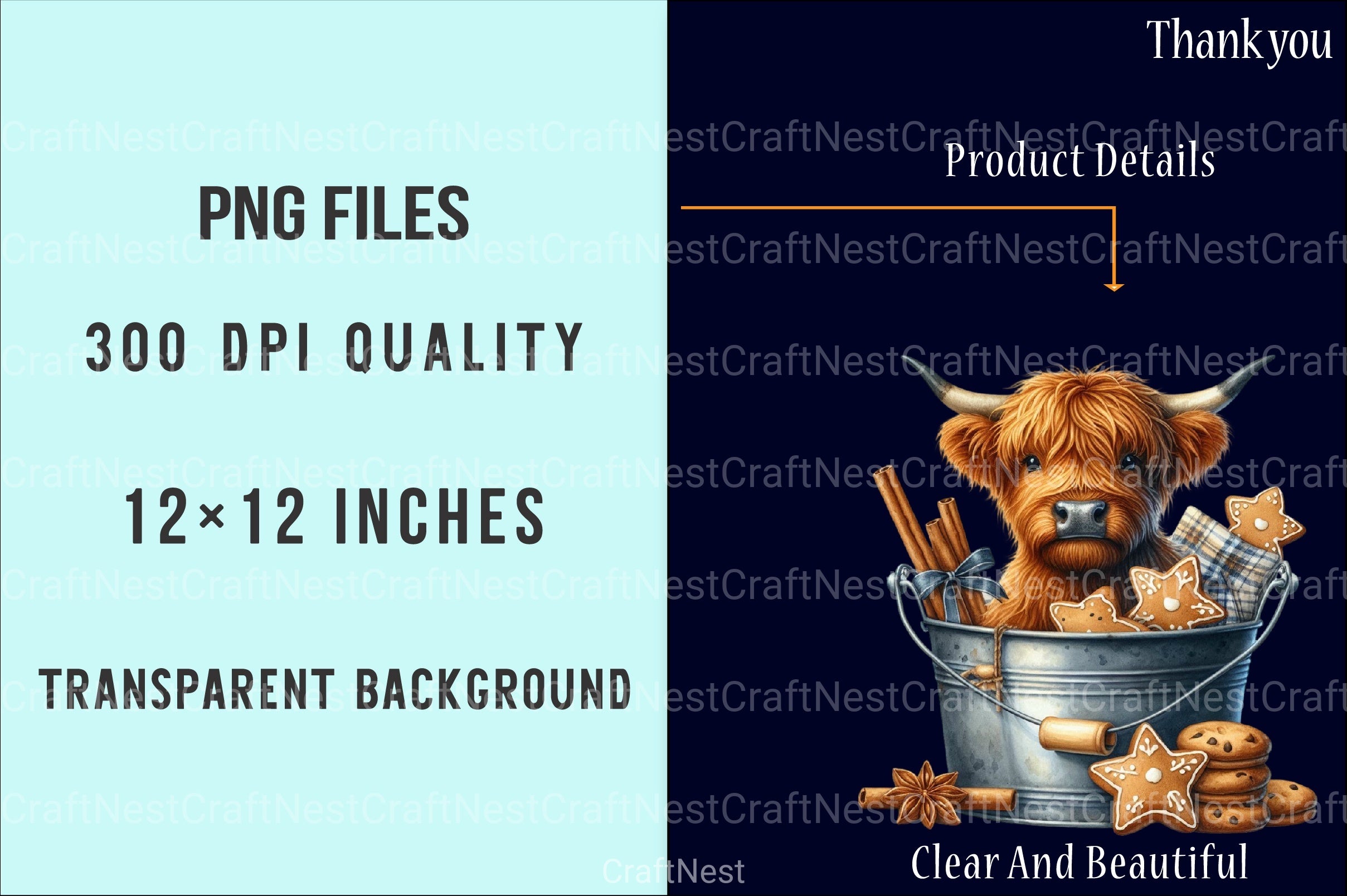Christmas Highland Cows Clipart Bundle - CraftNest - Digital Crafting and Art