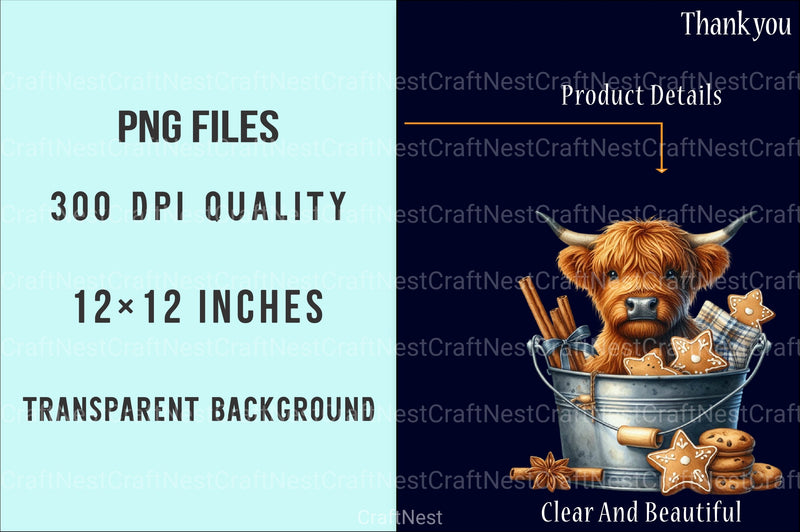 Christmas Highland Cows Clipart Bundle - CraftNest - Digital Crafting and Art