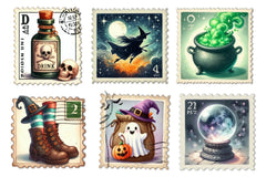 Halloween Postage Stamps Clipart Bundle - CraftNest - Digital Crafting and Art
