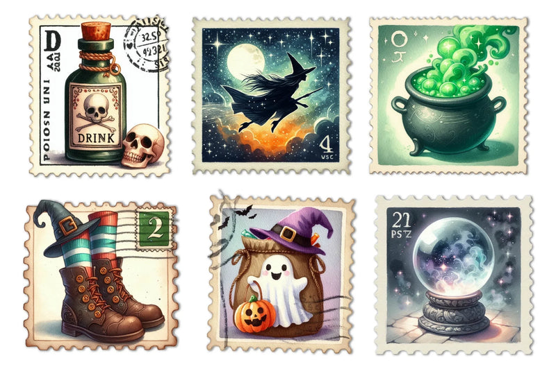 Halloween Postage Stamps Clipart Bundle - CraftNest - Digital Crafting and Art