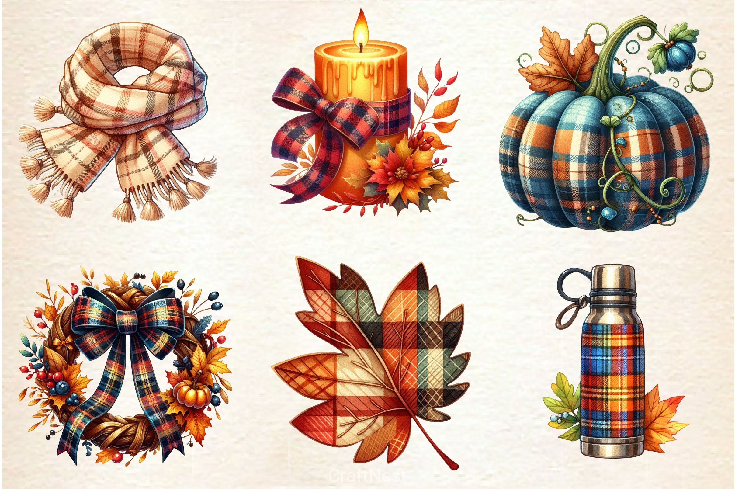 Plaid Autumn Clipart Bundle 3 - CraftNest - Digital Crafting and Art
