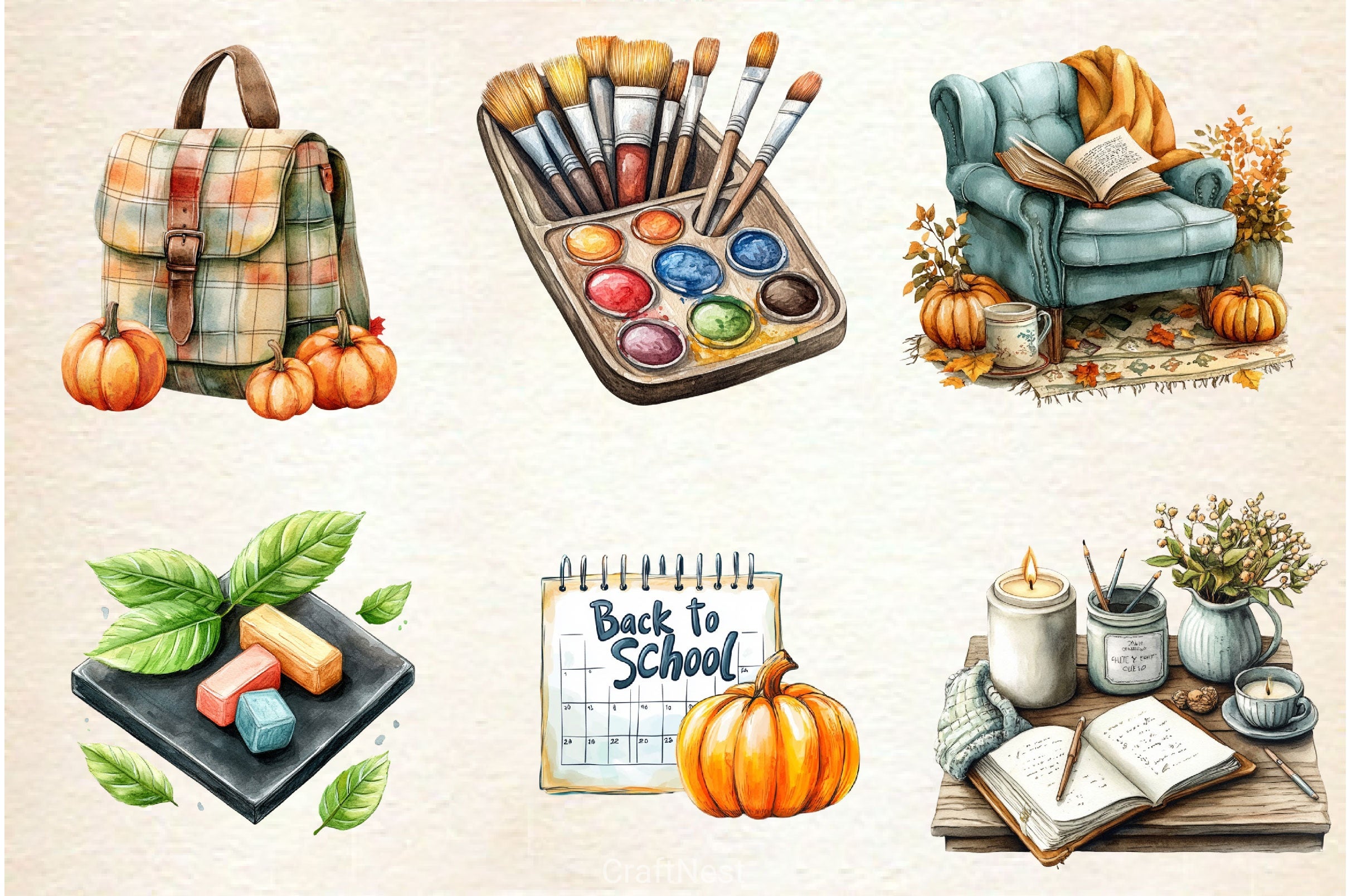 Autumn Back To School Clipart Bundle 2 - CraftNest - Digital Crafting and Art