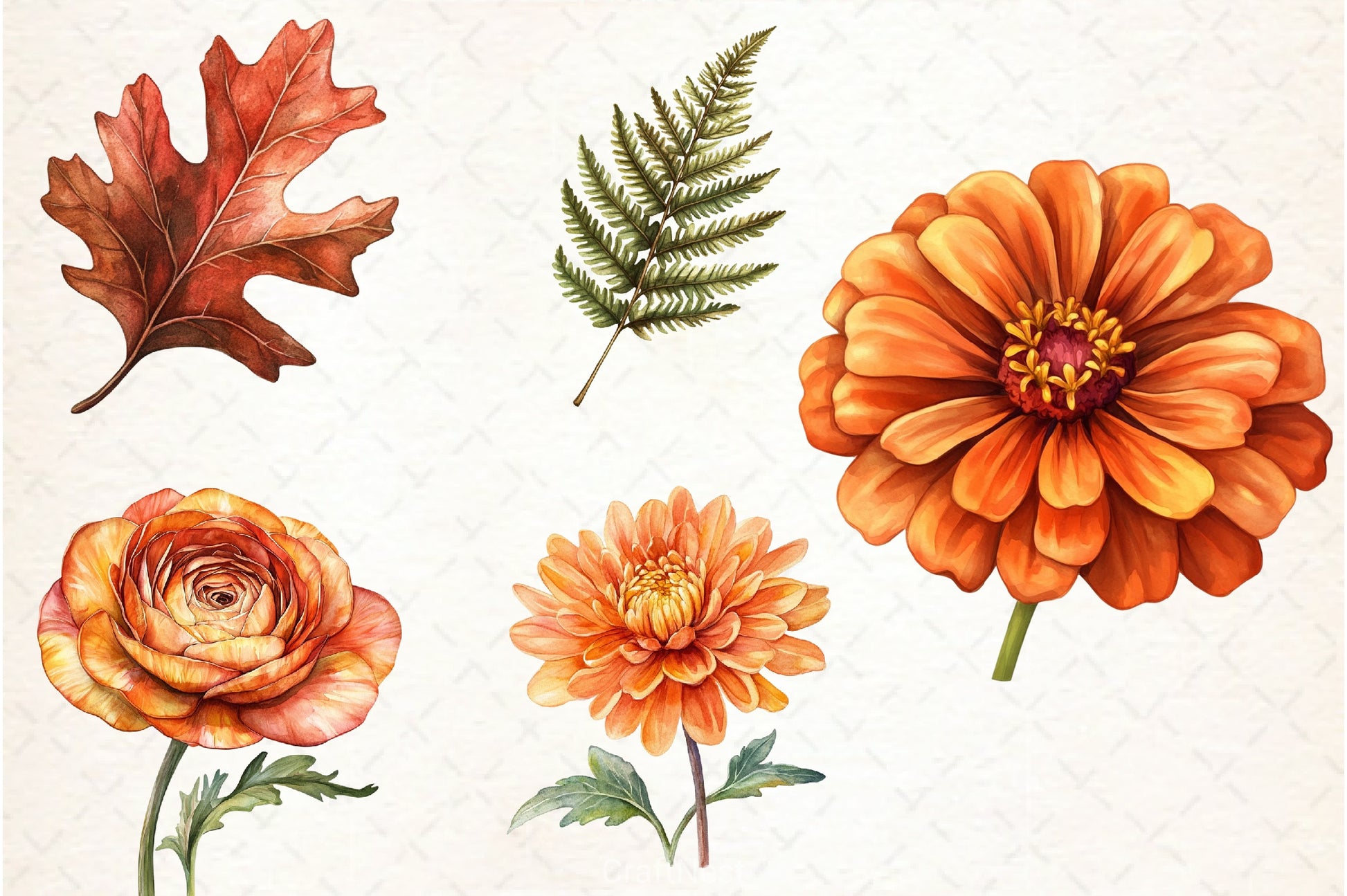 Fall Flowers & Leaves Clipart Bundle 6 - CraftNest - Digital Crafting and Art