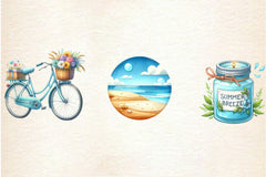 Summer Neutral Blue Clipart Bundle - CraftNest - Digital Crafting and Art
