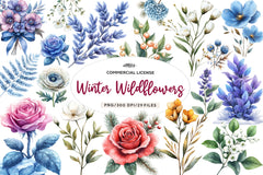 Winter Wildflowers Flowers Clipart Bundle - CraftNest - Digital Crafting and Art