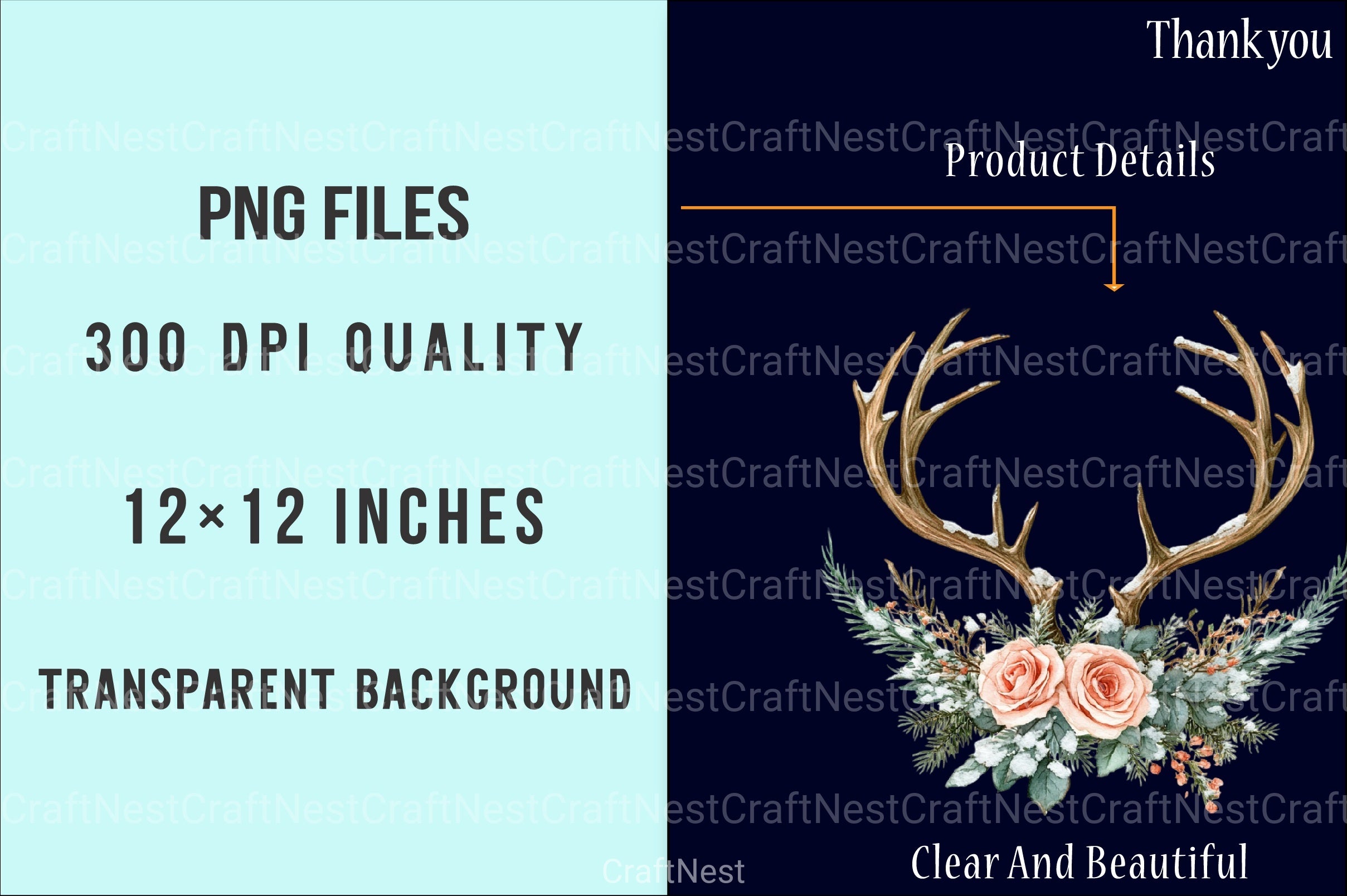 Christmas Antlers Clipart Bundle - CraftNest - Digital Crafting and Art