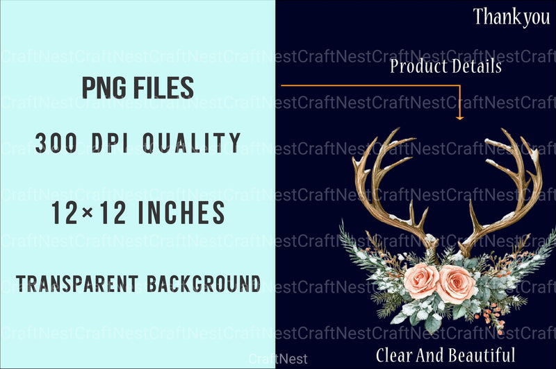 Christmas Antlers Clipart Bundle - CraftNest - Digital Crafting and Art