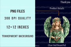 Green Stone Angel Figures Clipart Bundle - CraftNest - Digital Crafting and Art