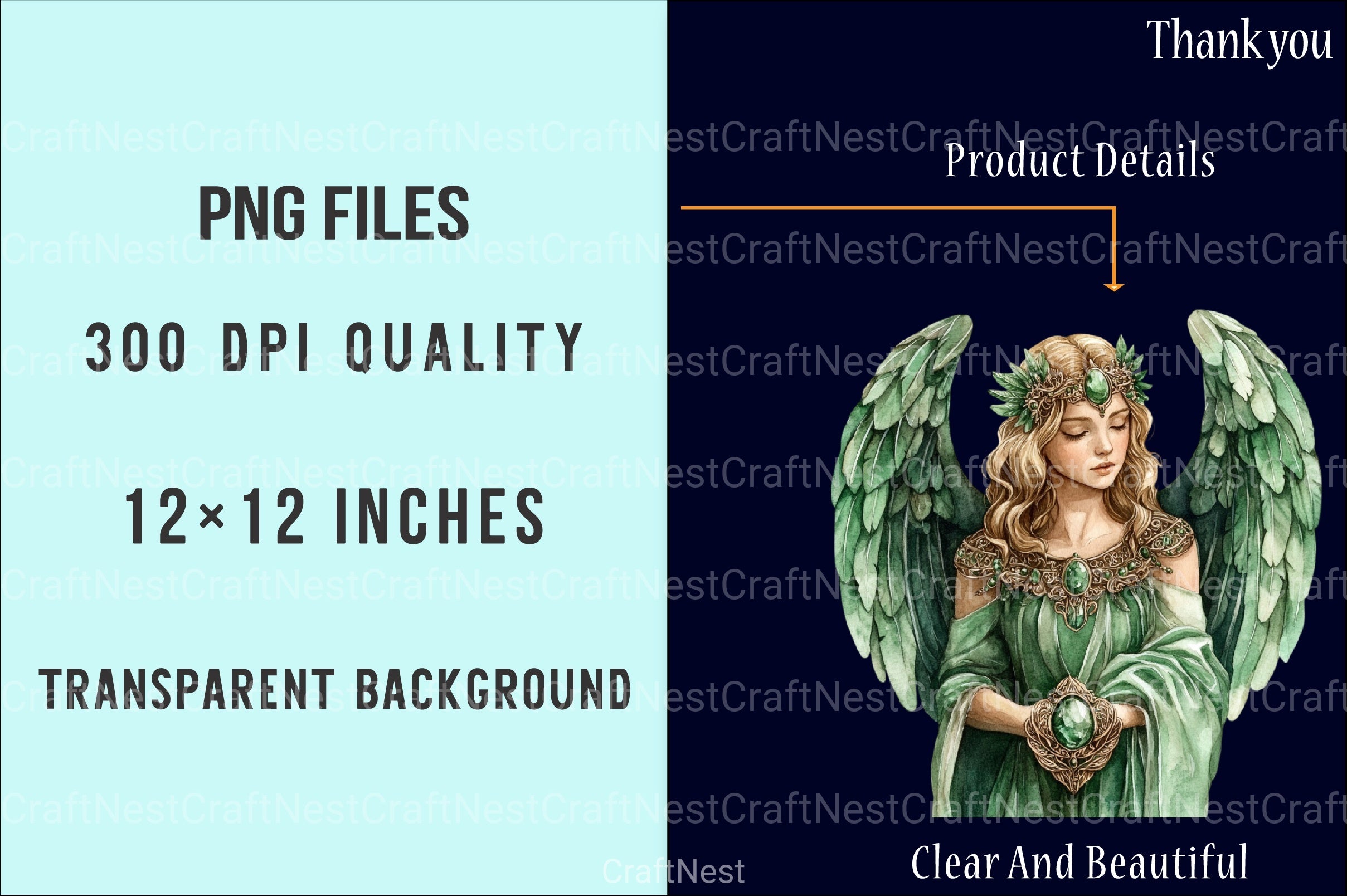 Green Stone Angel Figures Clipart Bundle - CraftNest - Digital Crafting and Art