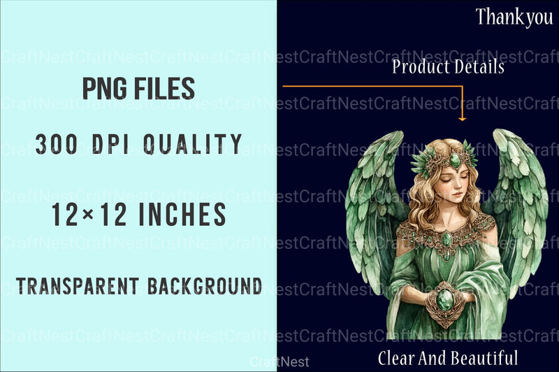 Green Stone Angel Figures Clipart Bundle - CraftNest - Digital Crafting and Art