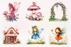 Magical Garden Pink Fairies Clipart Bundle - CraftNest - Digital Crafting and Art