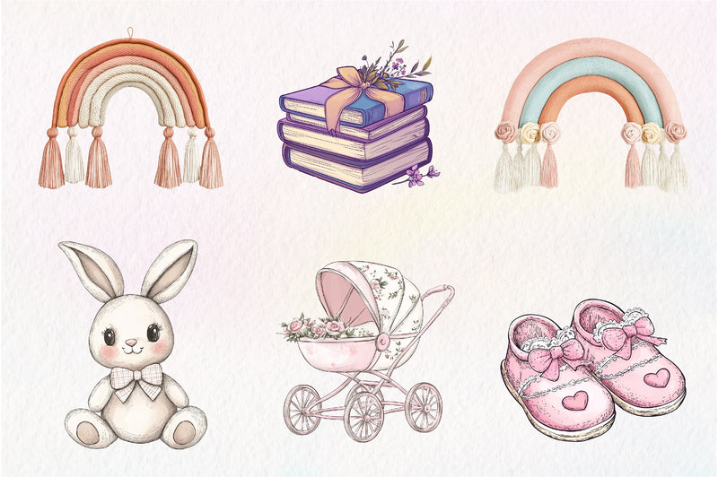 Pink Baby Girl Nursery Clipart Bundle 2 - CraftNest - Digital Crafting and Art