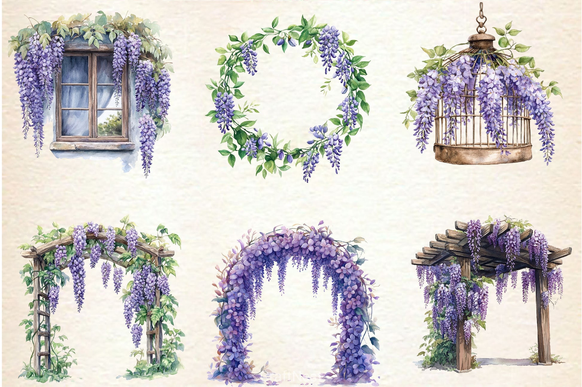 Wisteria Garden Clipart Bundle - CraftNest - Digital Crafting and Art