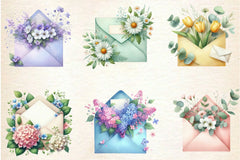Spring Envelope Flower Letter Clipart Bundle 2 - CraftNest - Digital Crafting and Art