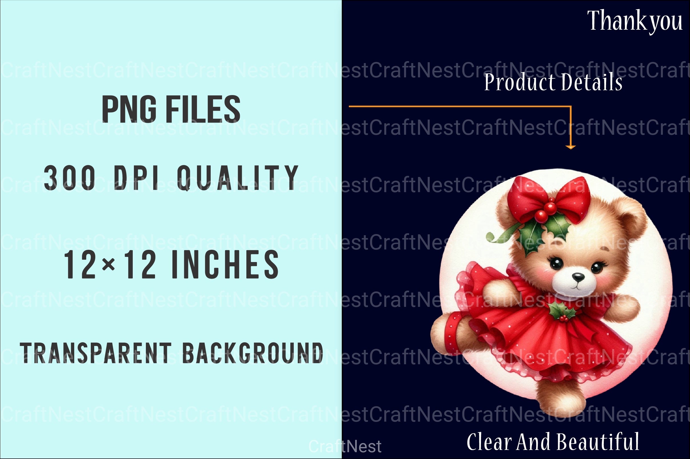 Cute Christmas Teddy Bear Holiday Clipart Bundle - CraftNest - Digital Crafting and Art