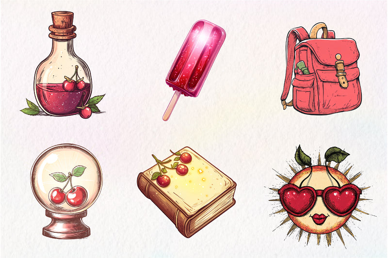 Cherry Red Magical Summer Clipart Bundle - CraftNest - Digital Crafting and Art