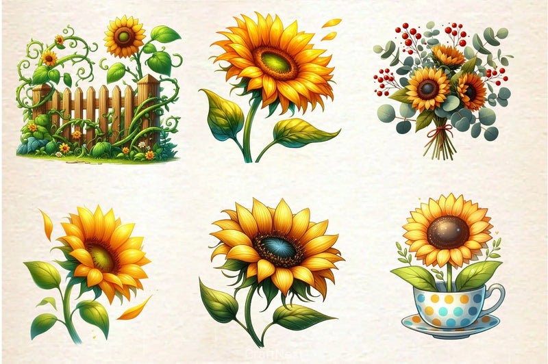 Summer Sunflower Clipart Bundle 2 - CraftNest - Digital Crafting and Art